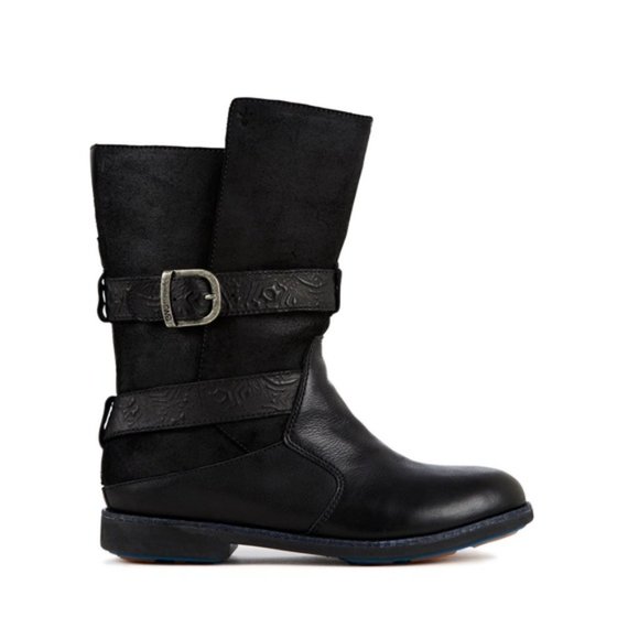 Emu Shoes - Emu Australia Ainslie Black Suede Biker Boots